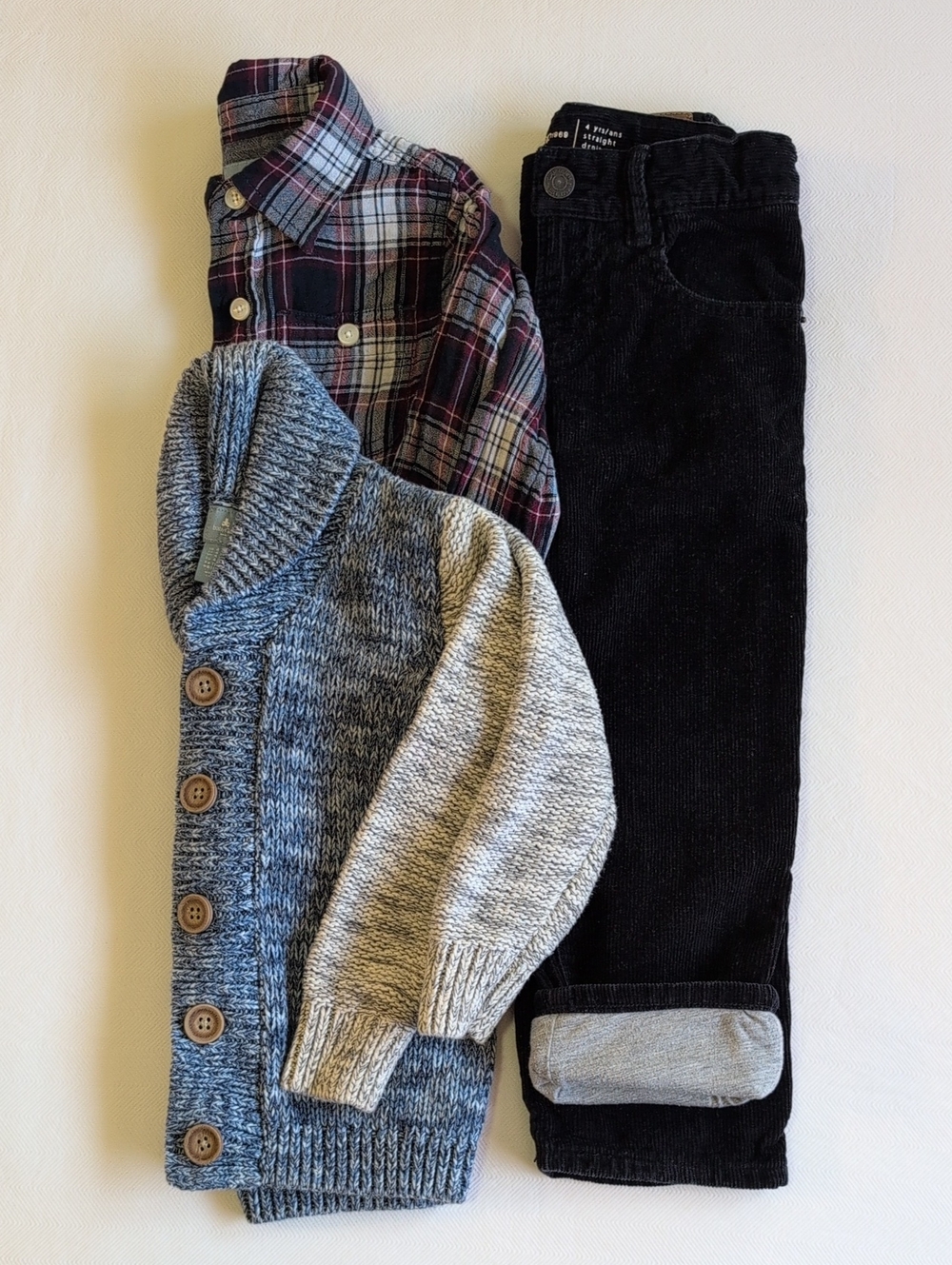 Baby Gap Toddler Boys Fall Knit Cardigan Corduroy & Shirt Outfit Lot 3pc 4T
